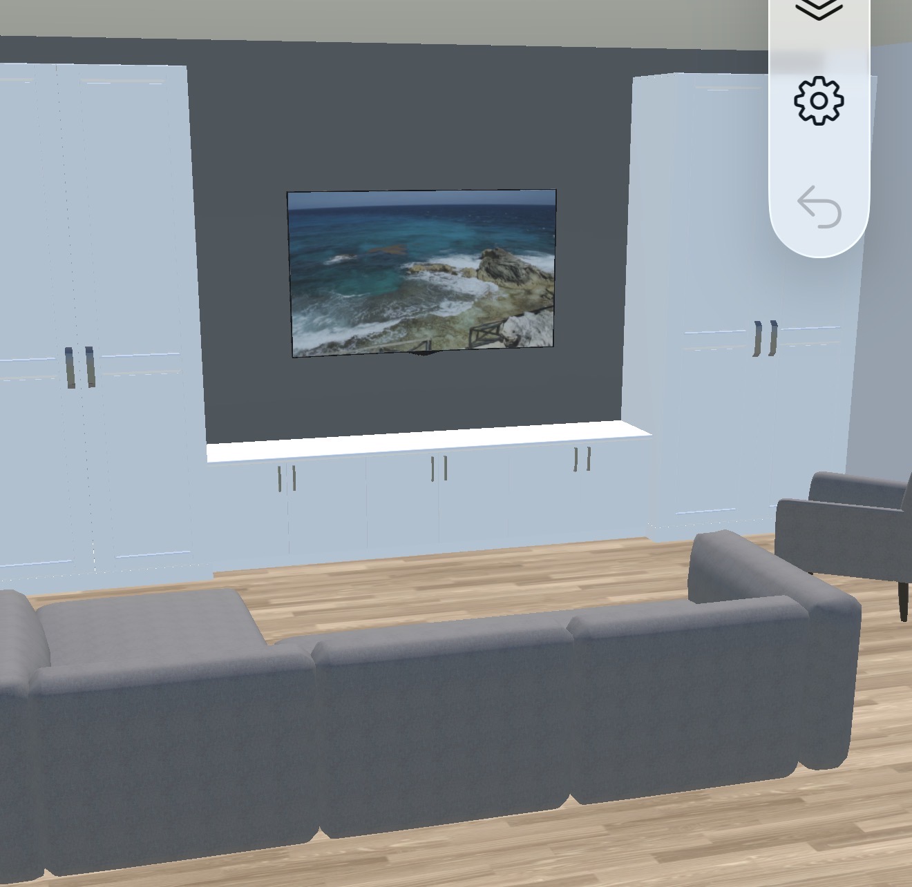 Living area — initial rendering